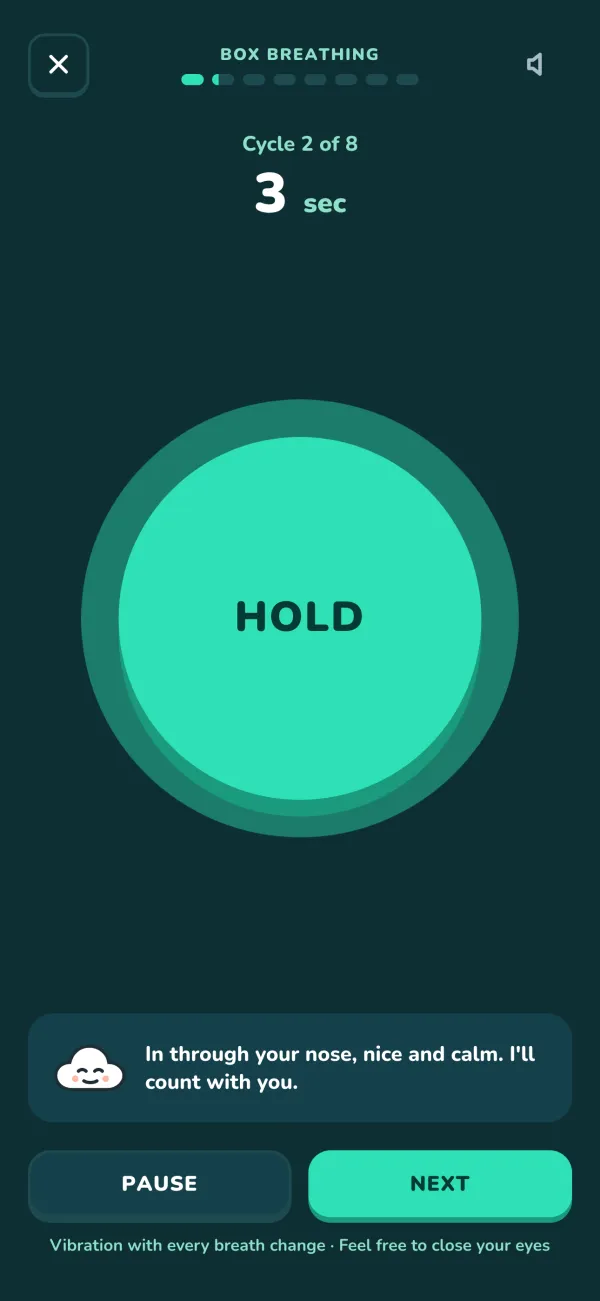 Box Breathing exercise with a large breathing circle